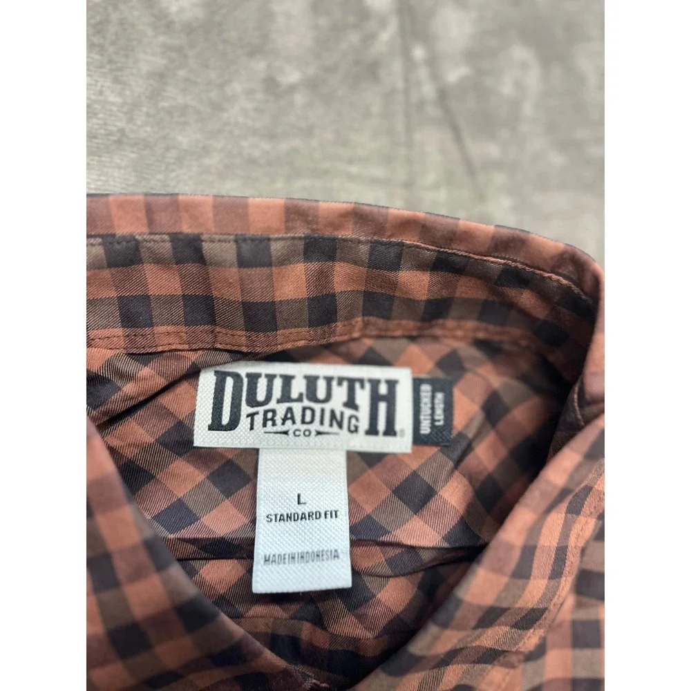 Duluth‎ Trading Co Mens Long Sleeve Gingham Plaid Button Up Shirt Size L